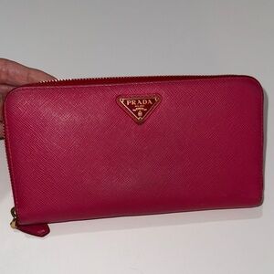 Prada Fuchsia Wallet with Gold Logo